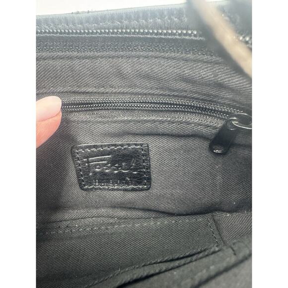 Fossil Vtg Y2K Black Leather studded Butterfly Embroidered Wristlet Clutch Purse - Picture 3 of 6